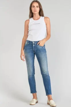 Le Temps des Cerises Anil Pulp Slim Taille Haute 7/8Eme Jeans Destroy Bleu N°3 Blue Discount