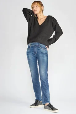 Le Temps des Cerises Basic 400/17 Mom Taille Haute 7/8Eme Jeans Destroy Bleu N°2 Blue Discount