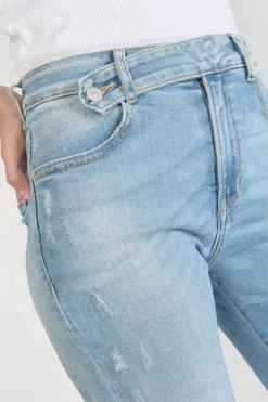 Le Temps des Cerises Basic 400/17 Mom Taille Haute 7/8Eme Jeans Destroy Bleu N°4 Blue Sale