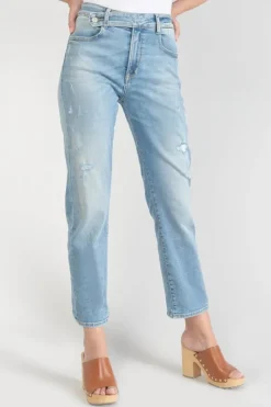 Le Temps des Cerises Basic 400/17 Mom Taille Haute 7/8Eme Jeans Destroy Bleu N°4 Blue Sale
