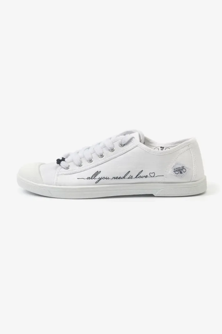 Le Temps des Cerises Baskets Basic Blanches Brodees Love Sale