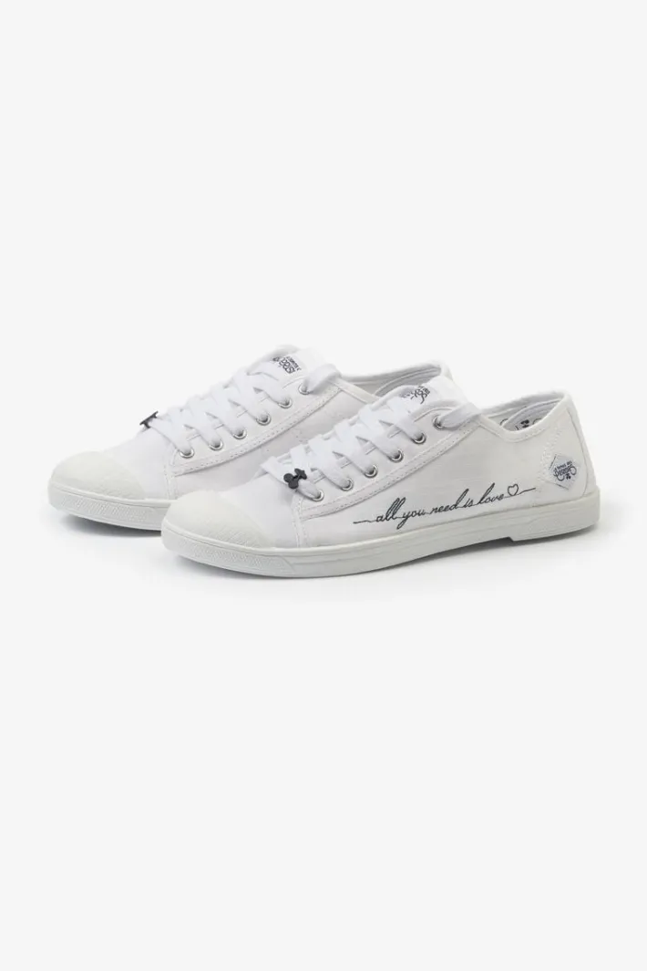 Le Temps des Cerises Baskets Basic Blanches Brodees Love Sale