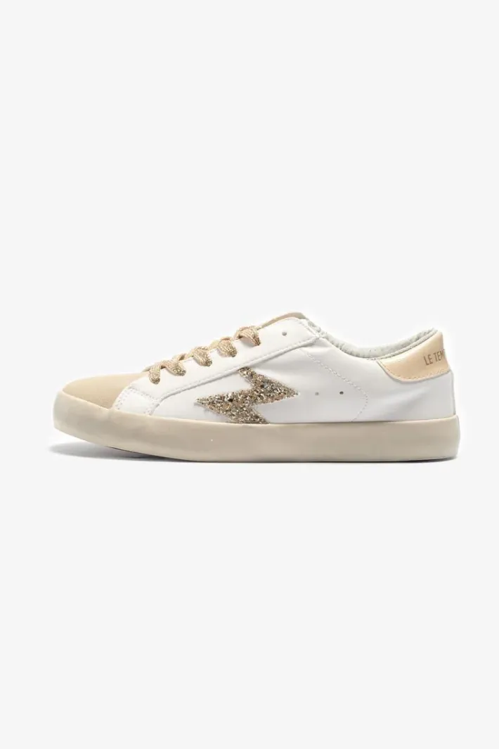 Le Temps des Cerises Baskets Soho Blanches A Paillettes Dorees Gold Hot