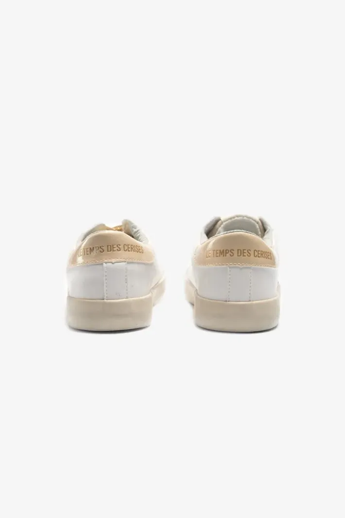 Le Temps des Cerises Baskets Soho Blanches A Paillettes Dorees Gold Hot
