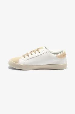 Le Temps des Cerises Baskets Soho Blanches A Paillettes Dorees Gold Hot