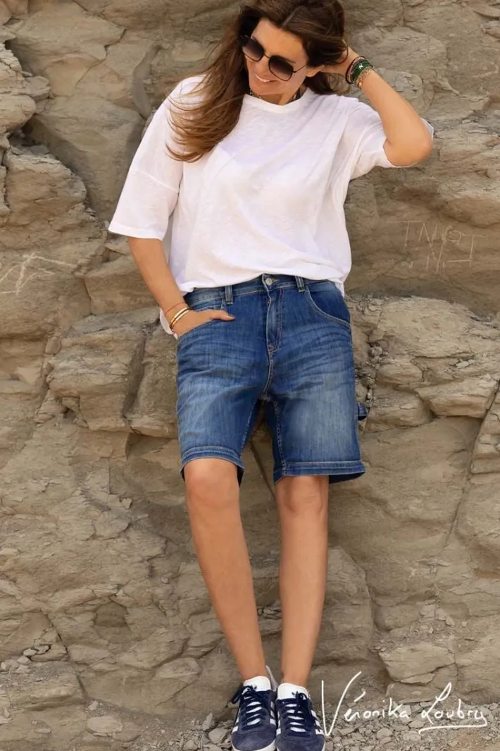 Le Temps des Cerises Bermuda Charpentier En Jeans Bleu By Veronika Loubry Blue Discount