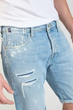 Le Temps des Cerises Bermuda Laredo En Jeans Bleu Clair Delave Destroy Blue Discount