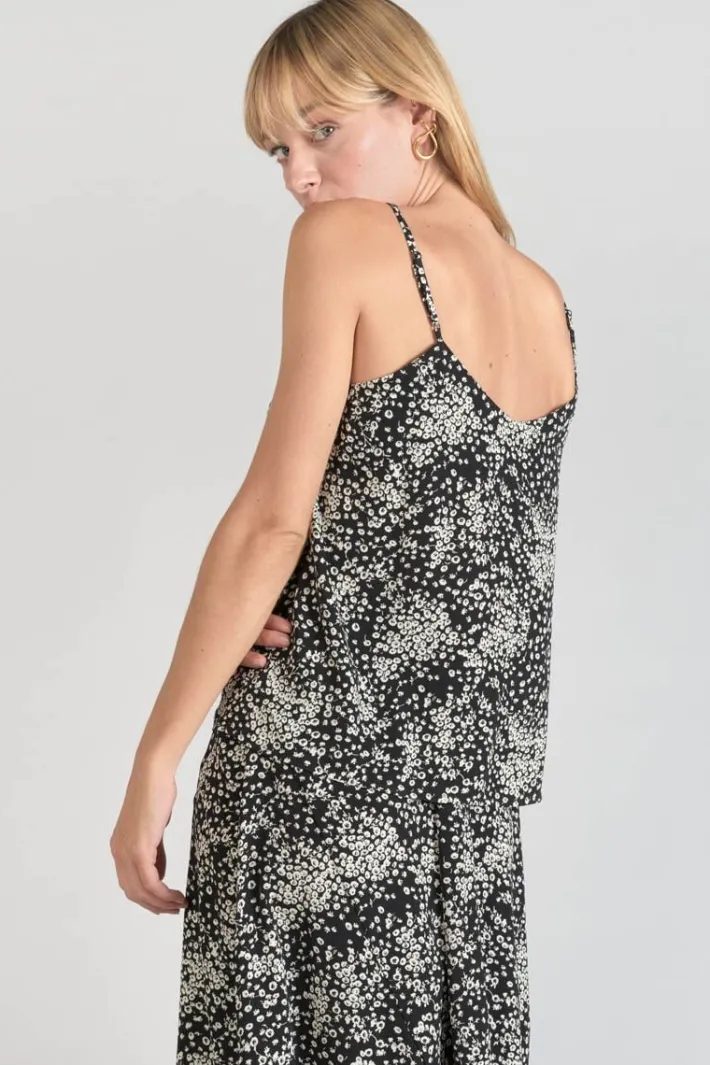Le Temps des Cerises Caraco Veronic A Motif Fleuri Noir Et Blanc Black Flower Outlet