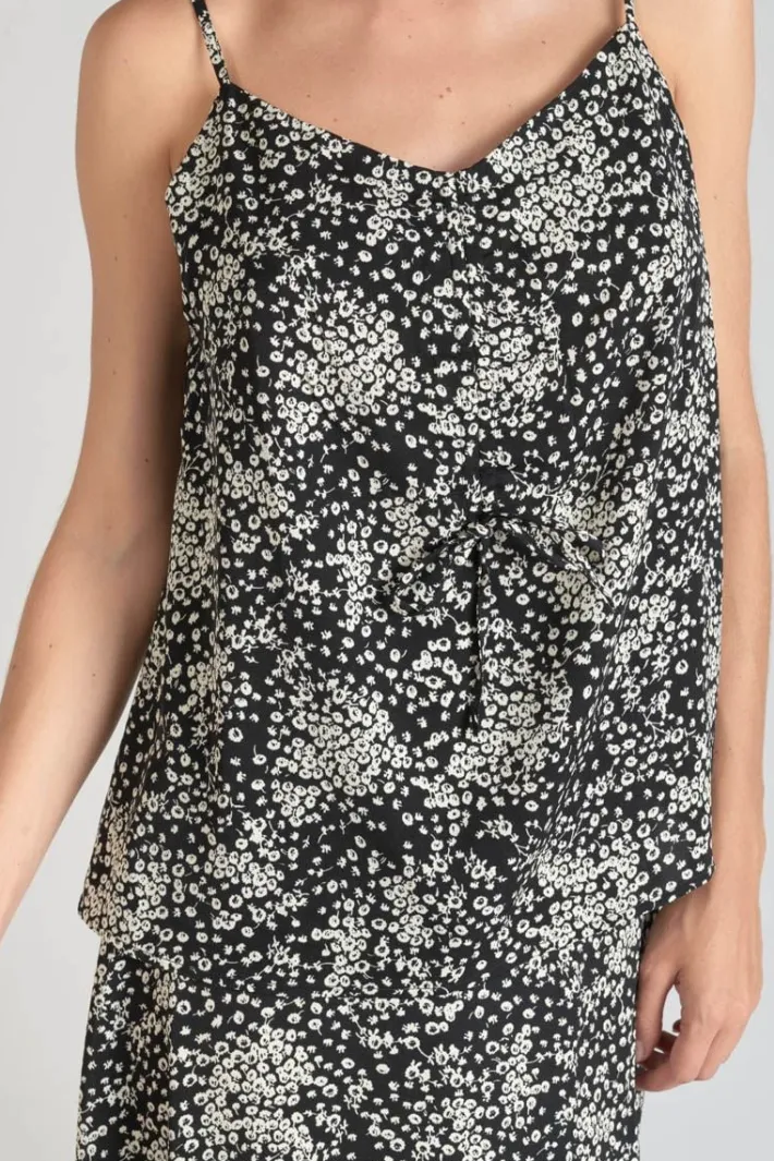 Le Temps des Cerises Caraco Veronic A Motif Fleuri Noir Et Blanc Black Flower Outlet