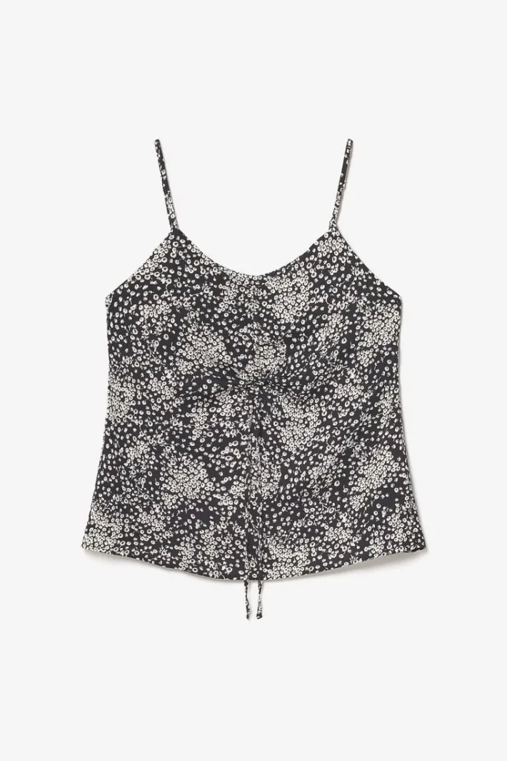 Le Temps des Cerises Caraco Veronic A Motif Fleuri Noir Et Blanc Black Flower Outlet