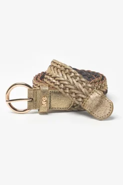 Le Temps des Cerises Ceinture En Cuir Jova Tressee Doree Gold Discount