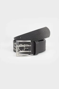 Le Temps des Cerises Ceinture First En Cuir Noir Black-Silver Best