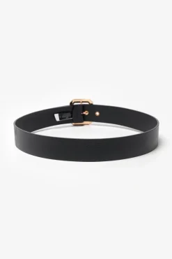 Le Temps des Cerises Ceinture Julia En Cuir Noir Black/Gold Discount