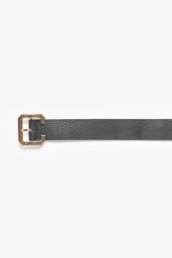 Le Temps des Cerises Ceinture Julia En Cuir Noir Black/Gold Discount