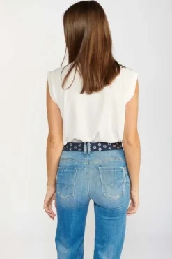 Le Temps des Cerises Ceinture Minog En Daim Bleu Marine Midnight Hot