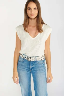 Le Temps des Cerises Ceinture Minog En Daim Creme Antic White Sale