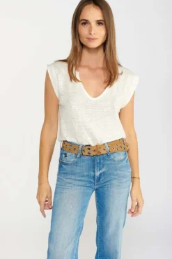 Le Temps des Cerises Ceinture Minog En Daim Marron Cognac Hot