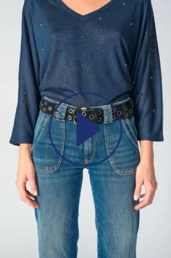 Le Temps des Cerises Ceinture Minog En Daim Noir Black Shop