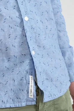 Le Temps des Cerises Chemise Arpe En Lin Melange Bleu Ciel Blue Fashion