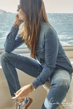 Le Temps des Cerises Chemise En Jeans Josy Bleue By Veronika Loubry Blue Hot
