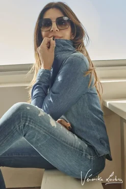 Le Temps des Cerises Chemise En Jeans Josy Bleue By Veronika Loubry Blue Hot