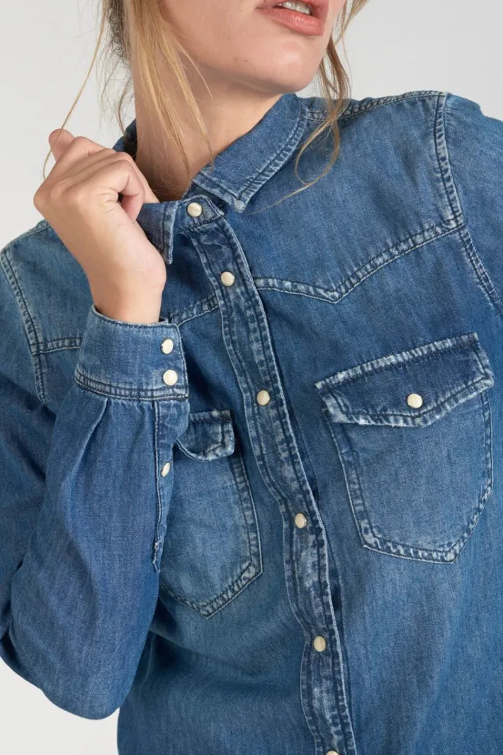 Le Temps des Cerises Chemise En Jeans Juanita Bleue Medium Blue Denim Store