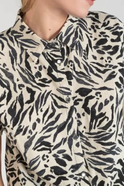 Le Temps des Cerises Chemise En Lin Melange Noor A Motif Animalier Zebra Fashion