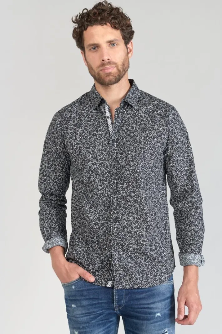 Le Temps des Cerises Chemise Fibor A Motif Fleuri Noir Et Blanc Galaxy Cheap