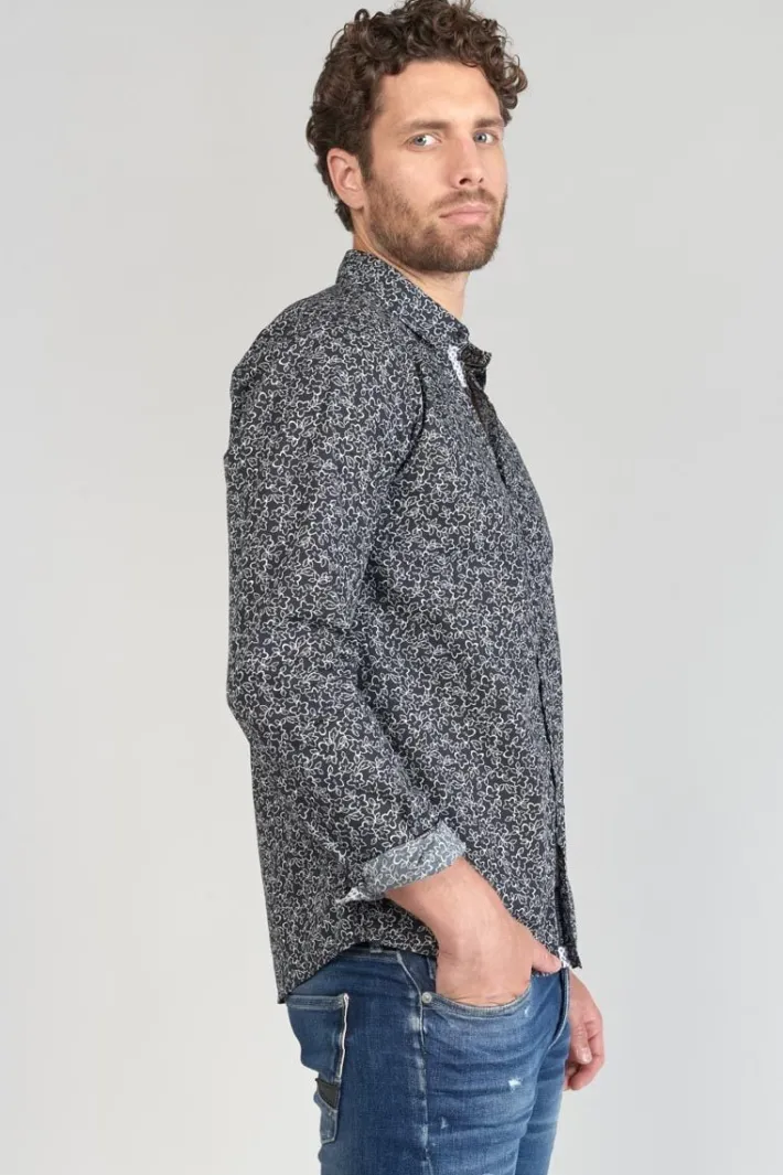Le Temps des Cerises Chemise Fibor A Motif Fleuri Noir Et Blanc Galaxy Cheap