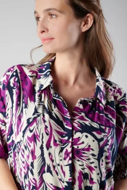 Le Temps des Cerises Chemise Gabryel A Motif Jungle Violine Aster Cheap