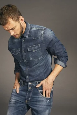Le Temps des Cerises Chemise Juanito En Jeans Bleu Blue Sale