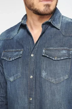 Le Temps des Cerises Chemise Juanito En Jeans Bleu Blue Sale