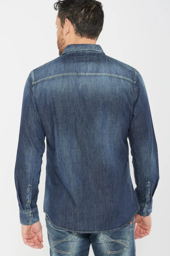 Le Temps des Cerises Chemise Juanito En Jeans Bleu Blue Sale