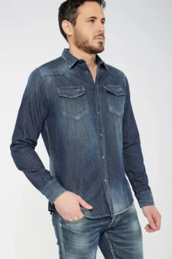 Le Temps des Cerises Chemise Juanito En Jeans Bleu Blue Sale