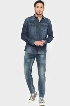Le Temps des Cerises Chemise Juanito En Jeans Bleu Blue Sale