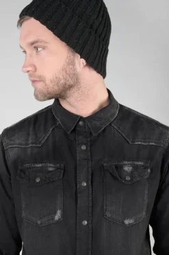 Le Temps des Cerises Chemise Juanito En Jeans Noir Delave Black / Black Online