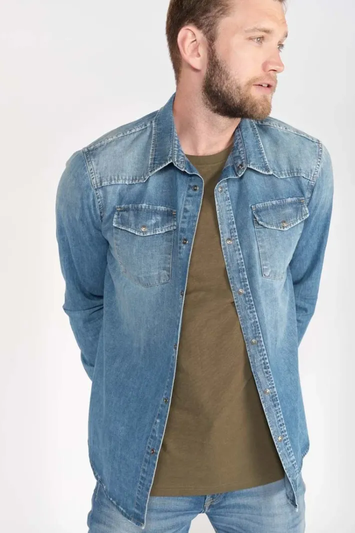 Le Temps des Cerises Chemise Juanito En Jeans Bleu Delave Blue Hot