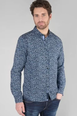 Le Temps des Cerises Chemise Nobel Bleu Marine A Motif Fleuri Galaxy Shop