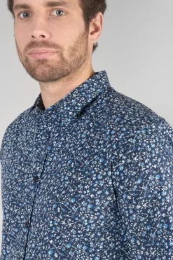 Le Temps des Cerises Chemise Nobel Bleu Marine A Motif Fleuri Galaxy Shop