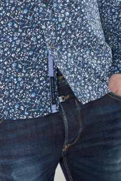 Le Temps des Cerises Chemise Nobel Bleu Marine A Motif Fleuri Galaxy Shop