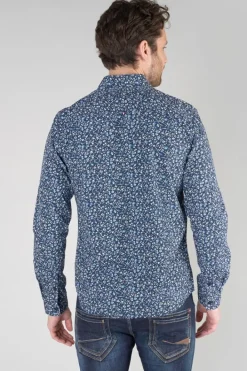 Le Temps des Cerises Chemise Nobel Bleu Marine A Motif Fleuri Galaxy Shop