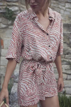 Le Temps des Cerises Combi-Short Zely A Motif Orange Et Noir Orange Zebra Sale