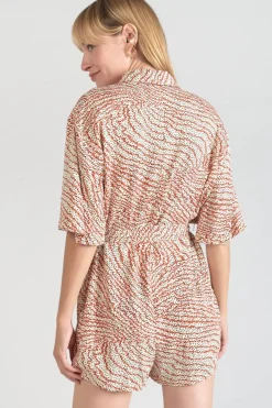 Le Temps des Cerises Combi-Short Zely A Motif Orange Et Noir Orange Zebra Sale