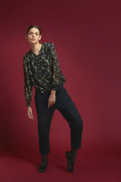 Le Temps des Cerises Cosy Boyfit 7/8Eme Jeans Noir N°1 Black / Black Sale