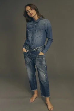 Le Temps des Cerises Cosy Pocket Boyfit 7/8Eme Jeans Destroy Bleu N°2 Blue Store