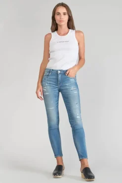 Le Temps des Cerises Dames Power Skinny 7/8Eme Jeans Destroy Bleu N°4 Blue Fashion
