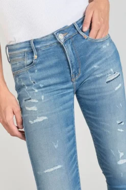 Le Temps des Cerises Dames Power Skinny 7/8Eme Jeans Destroy Bleu N°4 Blue Fashion