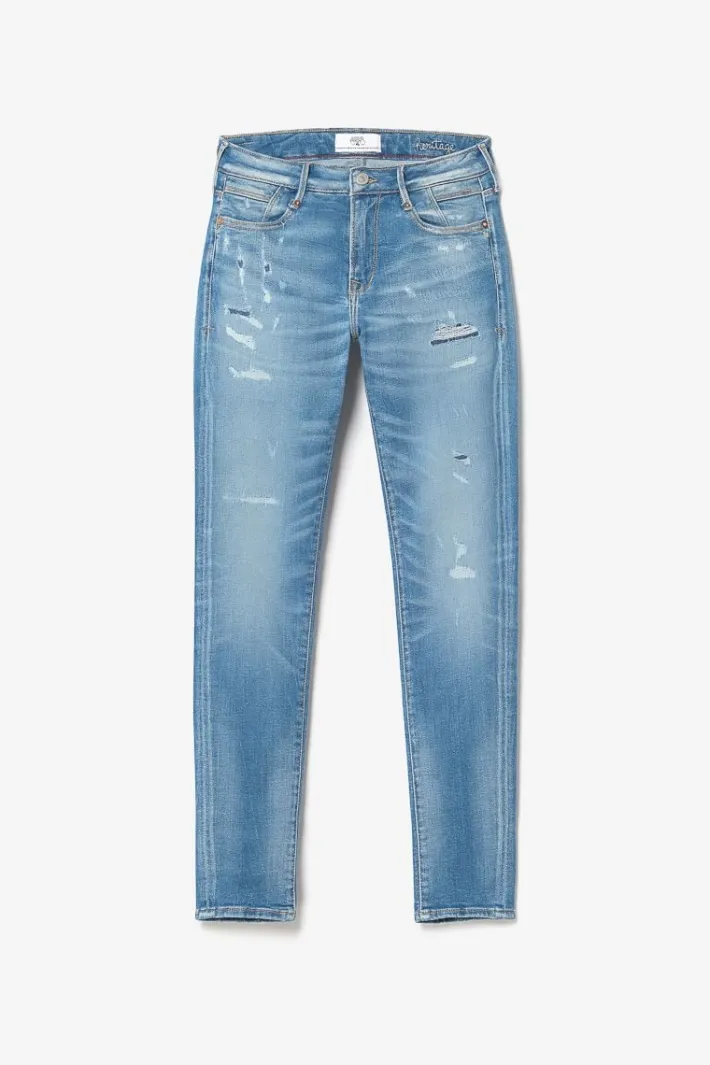 Le Temps des Cerises Dames Power Skinny 7/8Eme Jeans Destroy Bleu N°4 Blue Fashion