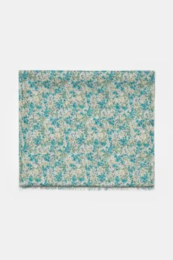 Le Temps des Cerises Foulard Jadida A Motif Fleuri Bleu Et Vert Liberty Blue Clearance