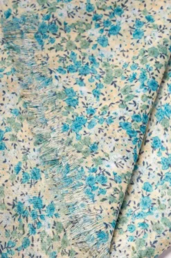 Le Temps des Cerises Foulard Jadida A Motif Fleuri Bleu Et Vert Liberty Blue Clearance